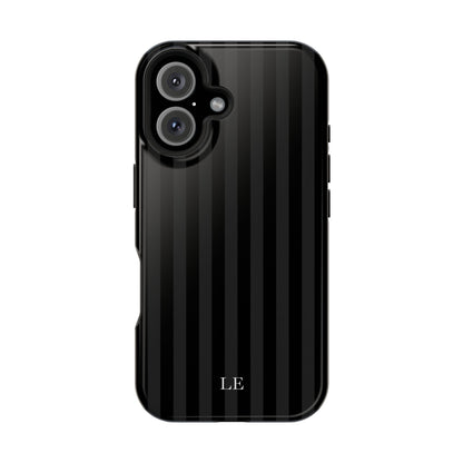 Custom Initials Black Stripes iPhone Case