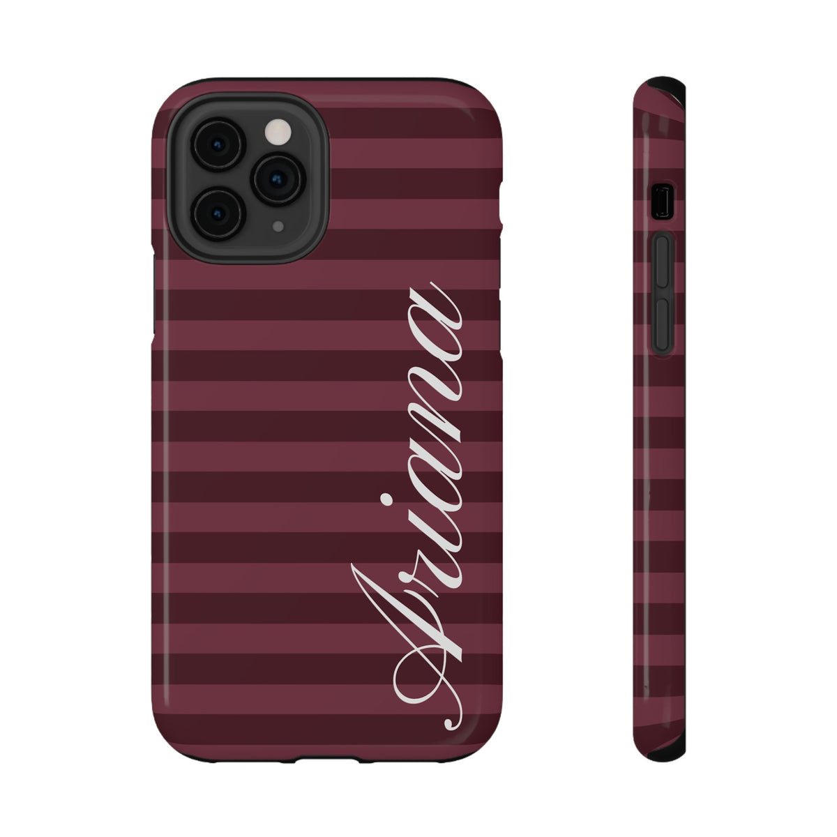 Custom Burgundy Classic Striped iPhone Case