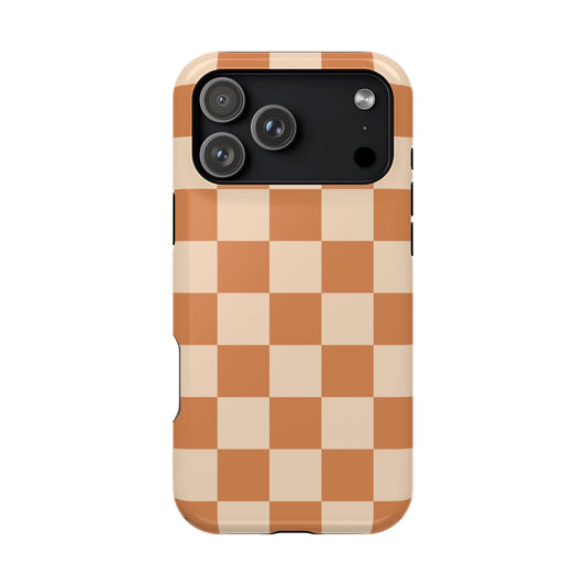 Dark Orange Checkered iPhone Case