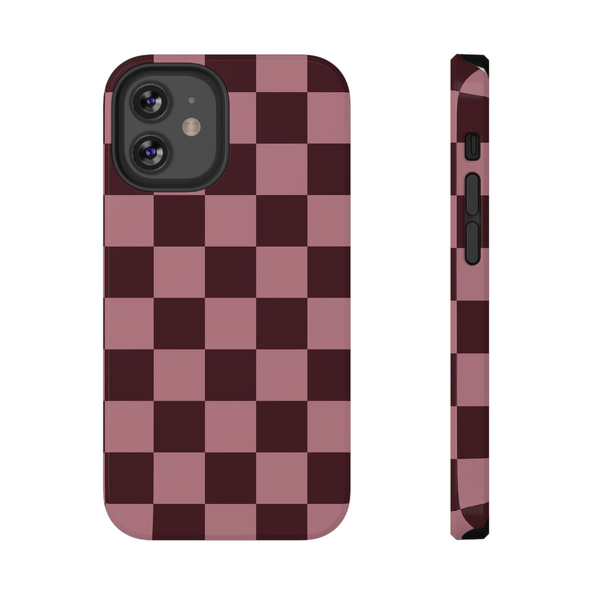 Burgundy & Pink Checkered iPhone Case