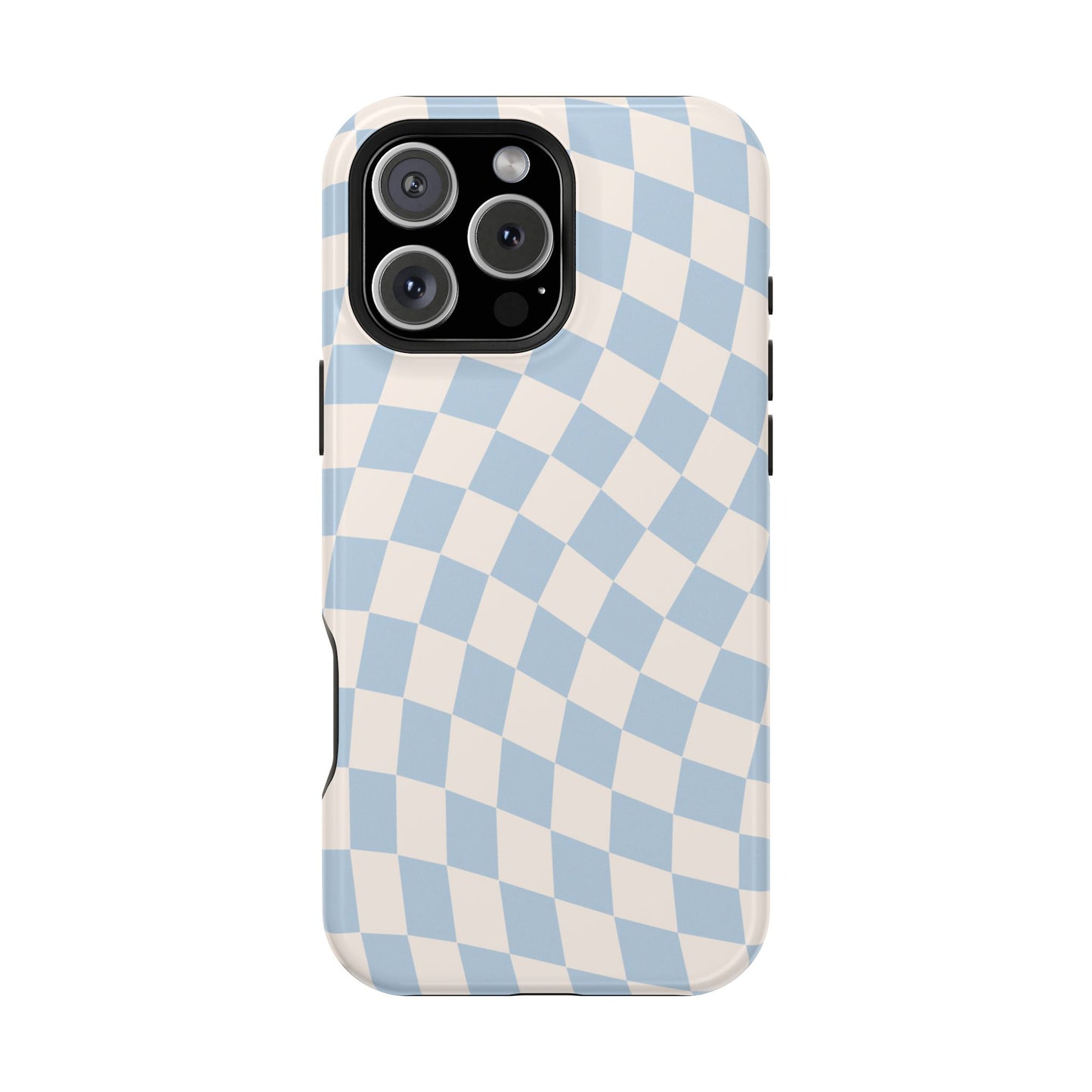 Blue & Beige Wavy Checkered iPhone Case