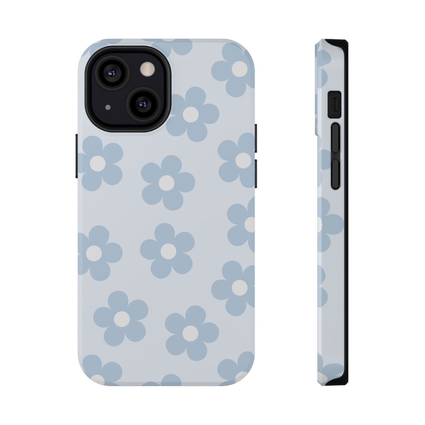 Light Blue Retro Flowers iPhone Case