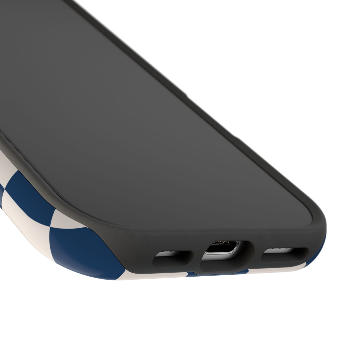 Navy & Beige Checkered iPhone Case