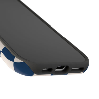 Navy & Beige Checkered iPhone Case