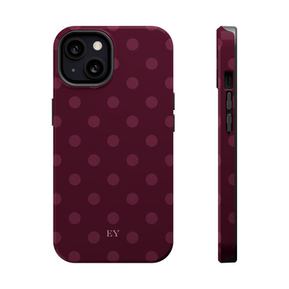 Custom Initials Plum Polka Dots iPhone Case