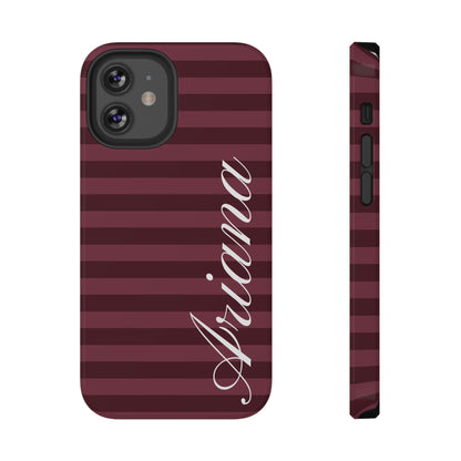 Custom Burgundy Classic Striped iPhone Case
