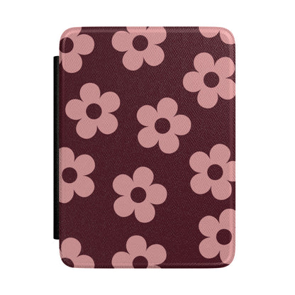 Burgundy & Pink Flowers Kindle Case
