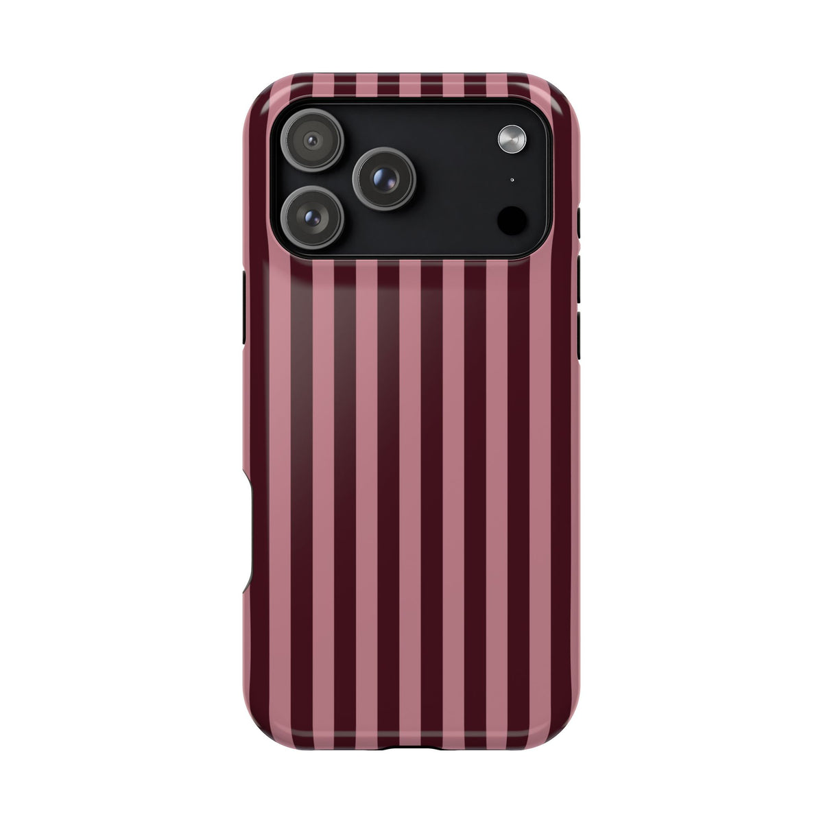 Burgundy & Pink Stripes iPhone Case