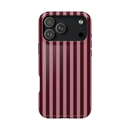 Burgundy & Pink Stripes iPhone Case