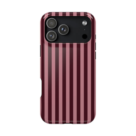 Burgundy & Pink Stripes iPhone Case