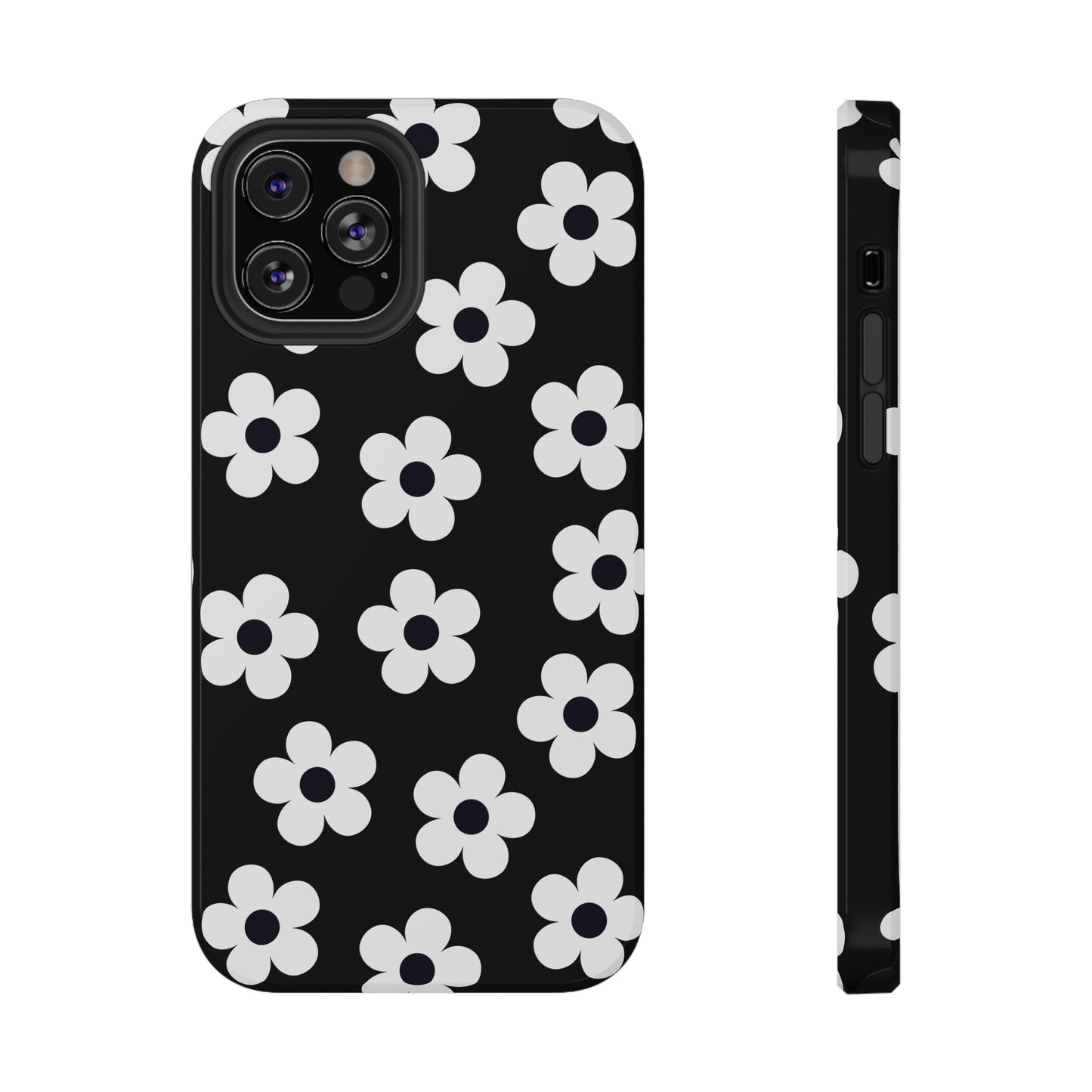 Black Retro Flowers iPhone Case