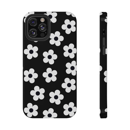 Black Retro Flowers iPhone Case