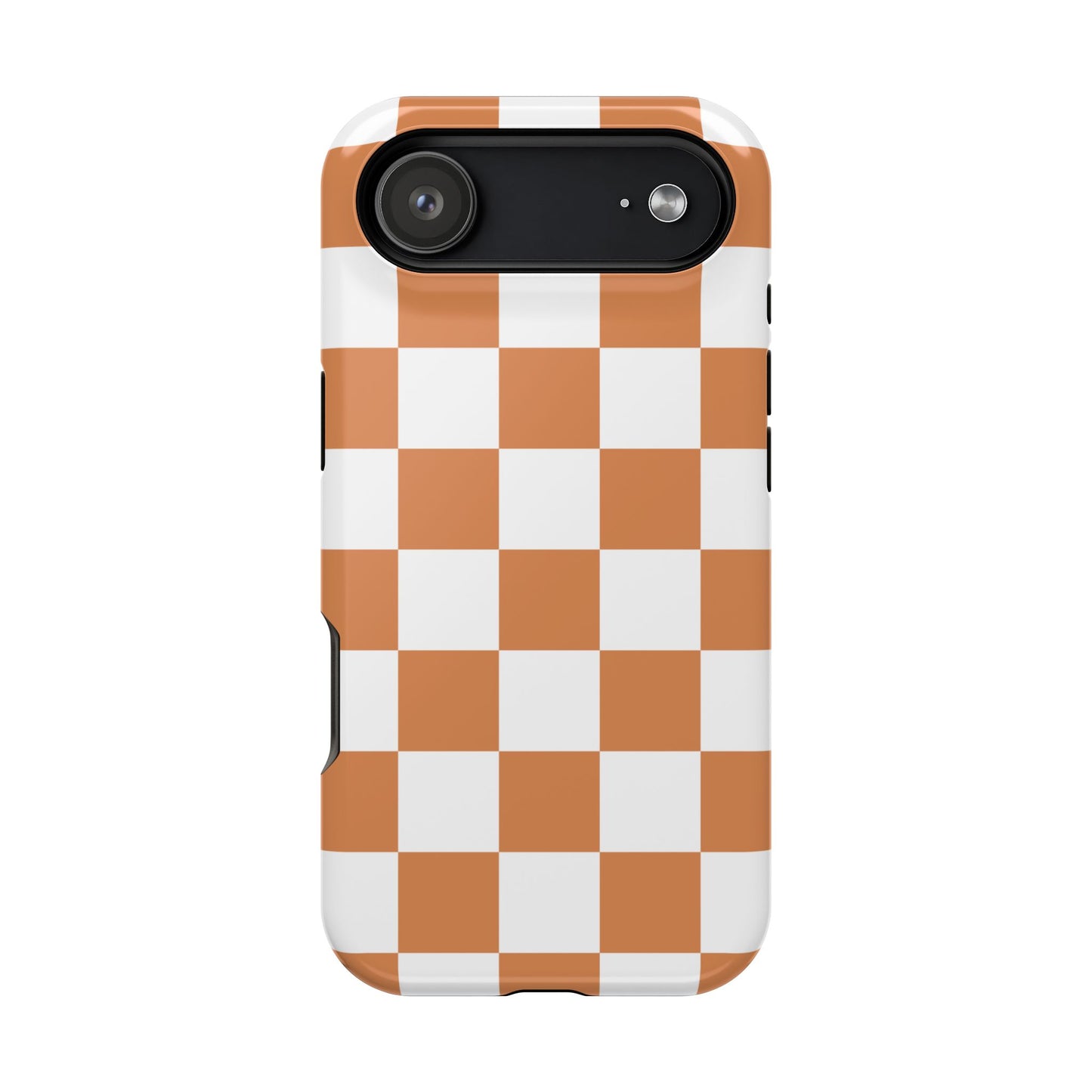 Dark Orange & White Checkered iPhone Case