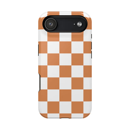 Dark Orange & White Checkered iPhone Case