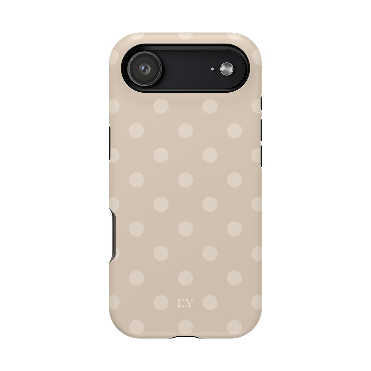 Custom Initials Beige Polka Dots iPhone Case
