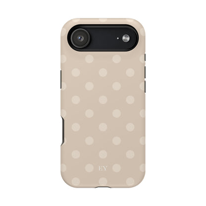 Custom Initials Beige Polka Dots iPhone Case