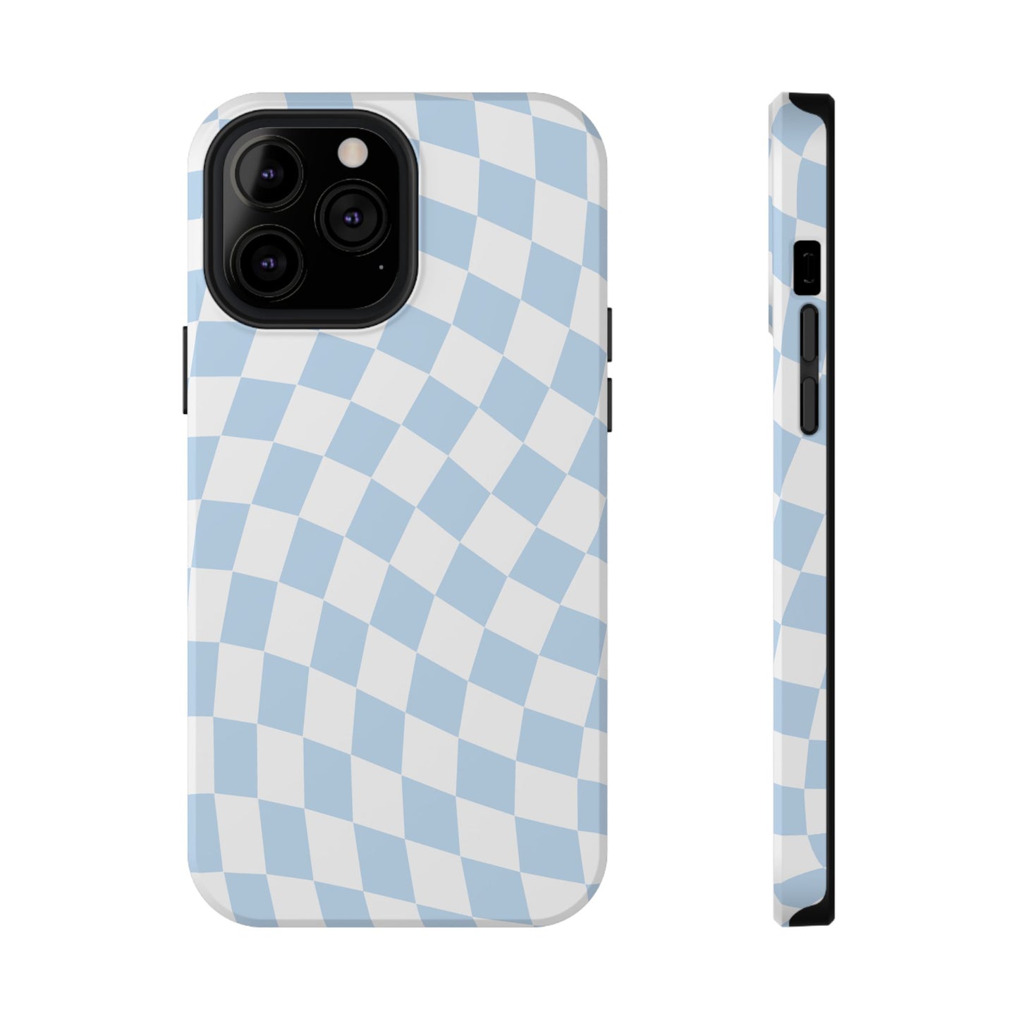 Blue Wavy Checkered iPhone Case