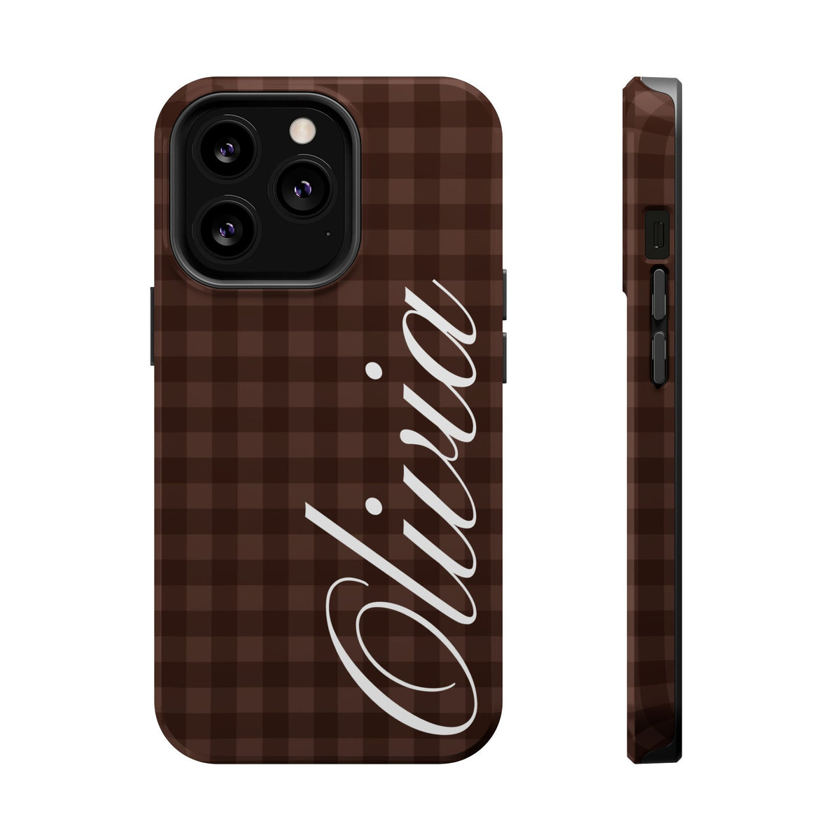 Custom Brown Gingham iPhone Case