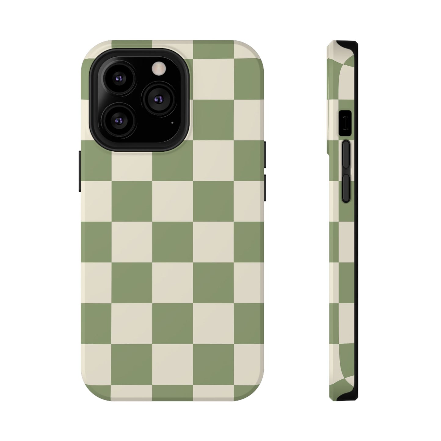 Green & Beige Checkered iPhone Case