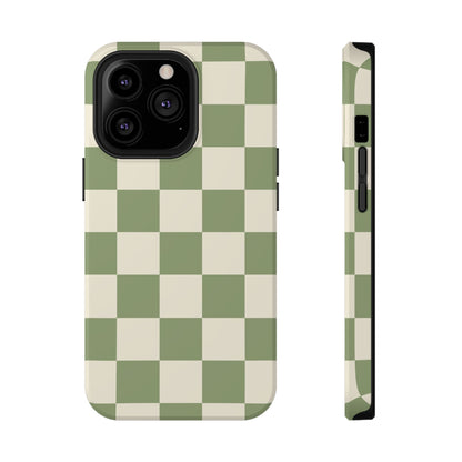 Green & Beige Checkered iPhone Case