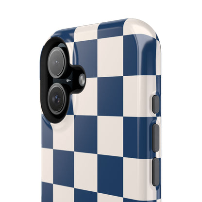 Navy & Beige Checkered iPhone Case