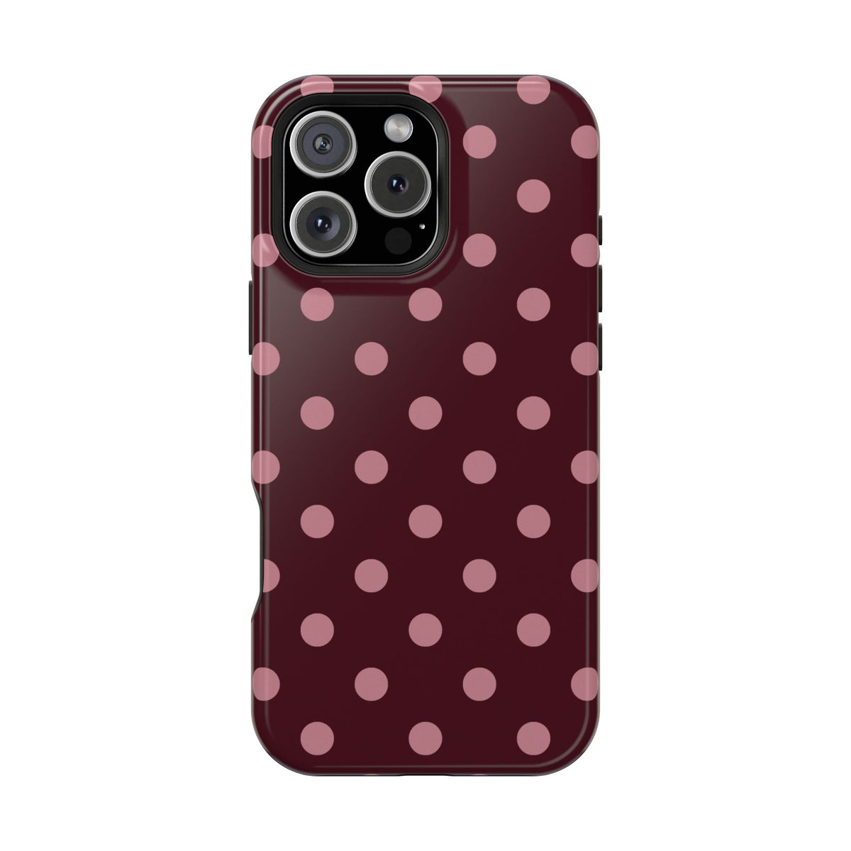 Burgundy & Pink Polka Dots iPhone Case
