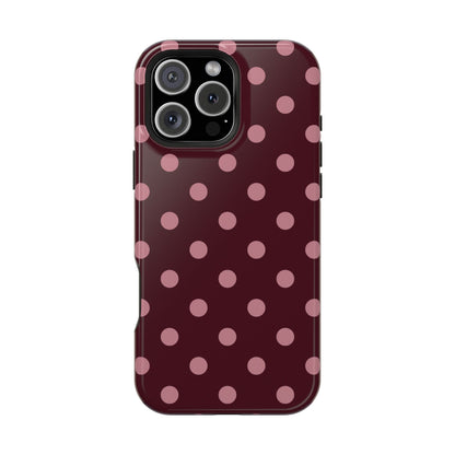 Burgundy & Pink Polka Dots iPhone Case