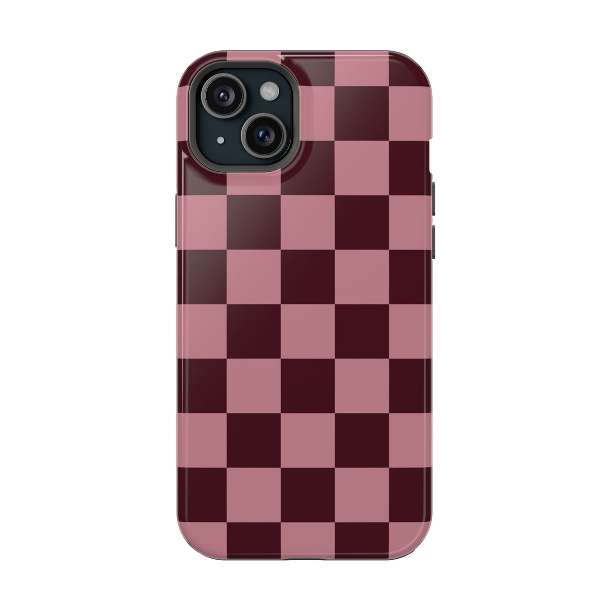 Burgundy & Pink Checkered iPhone Case