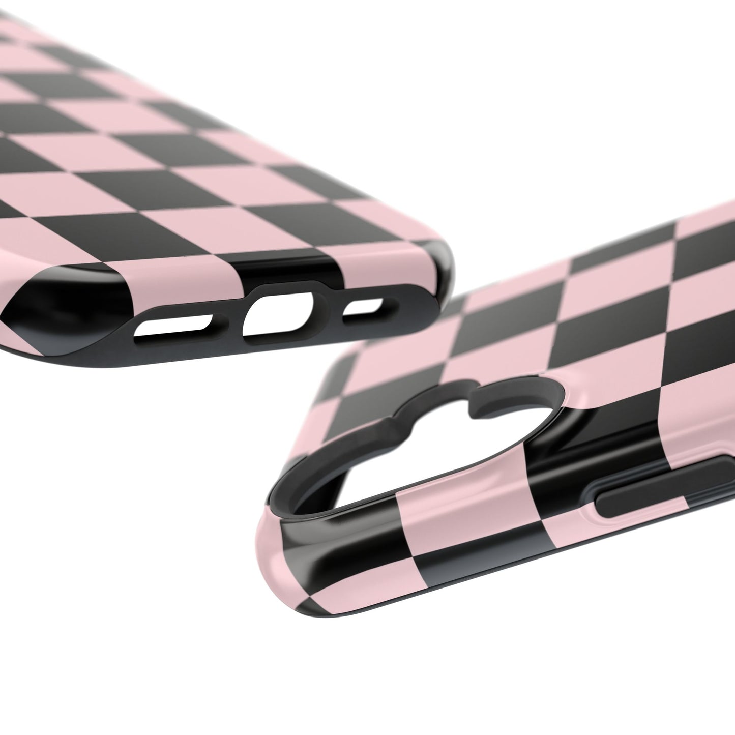Pink & Black Checkered iPhone Case