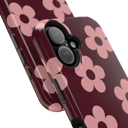Burgundy & Pink Flowers iPhone Case