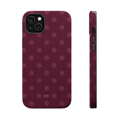 Custom Initials Plum Polka Dots iPhone Case