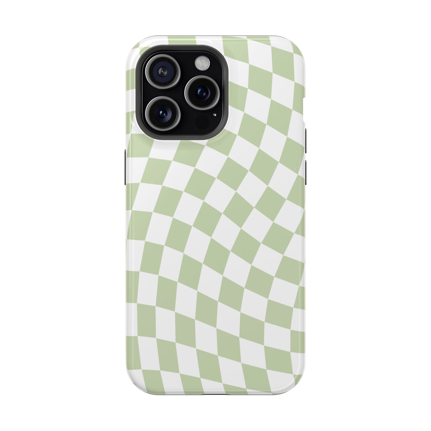 Light Green Wavy Checkered iPhone Case