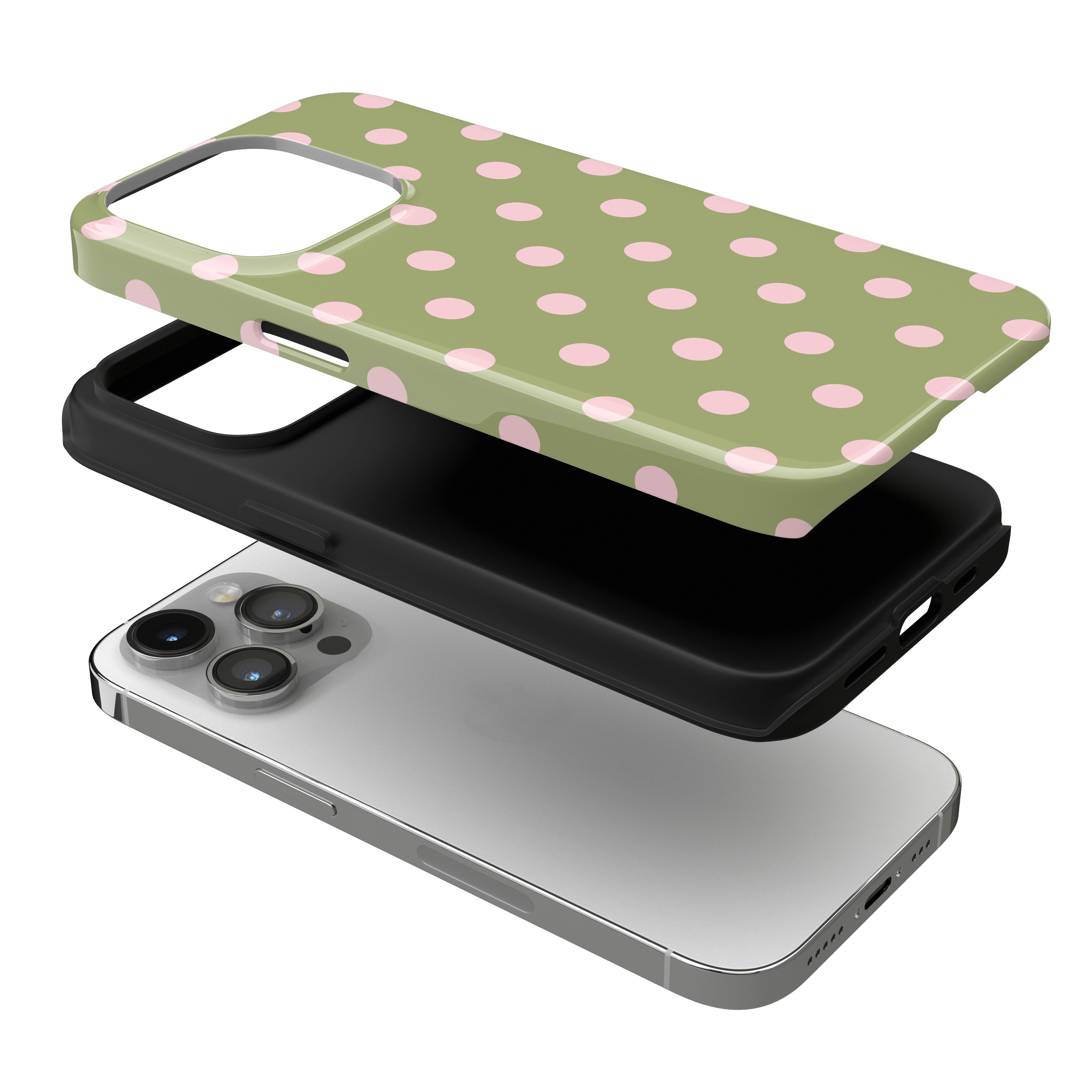 Pink Matcha Polka Dots iPhone Case