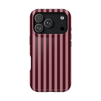 Burgundy & Pink Stripes iPhone Case