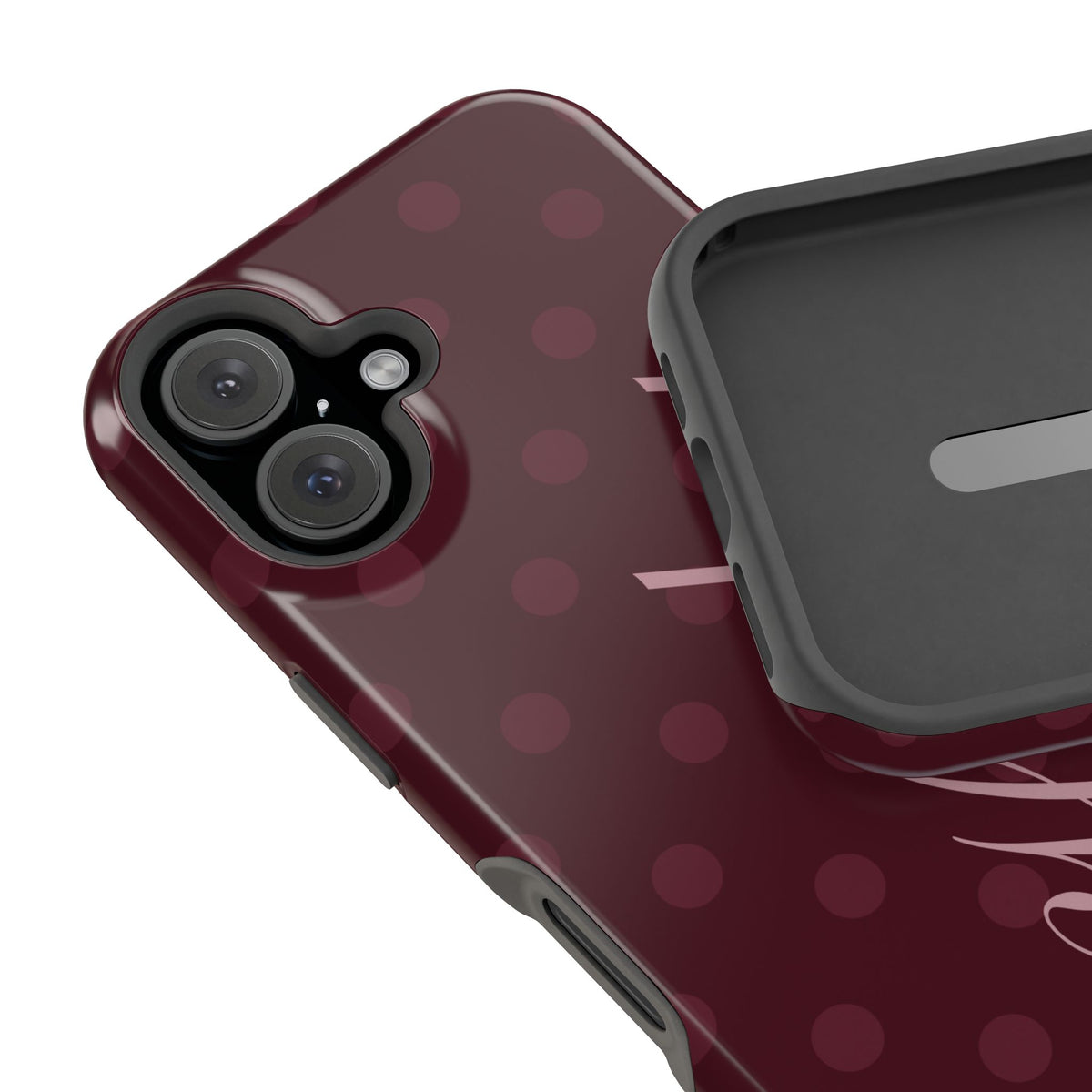 Custom Burgundy Polka Dots iPhone Case