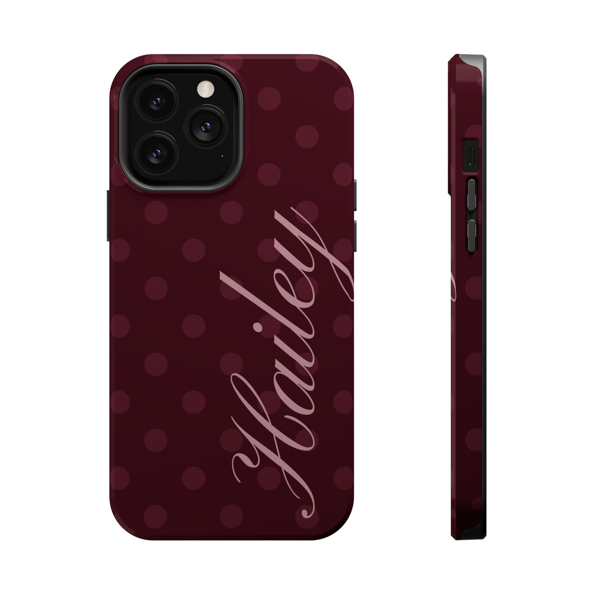 Custom Burgundy Polka Dots iPhone Case