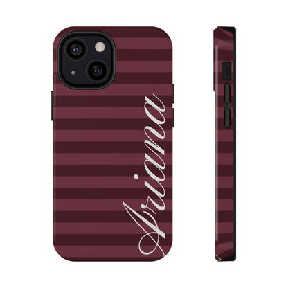 Custom Burgundy Classic Striped iPhone Case