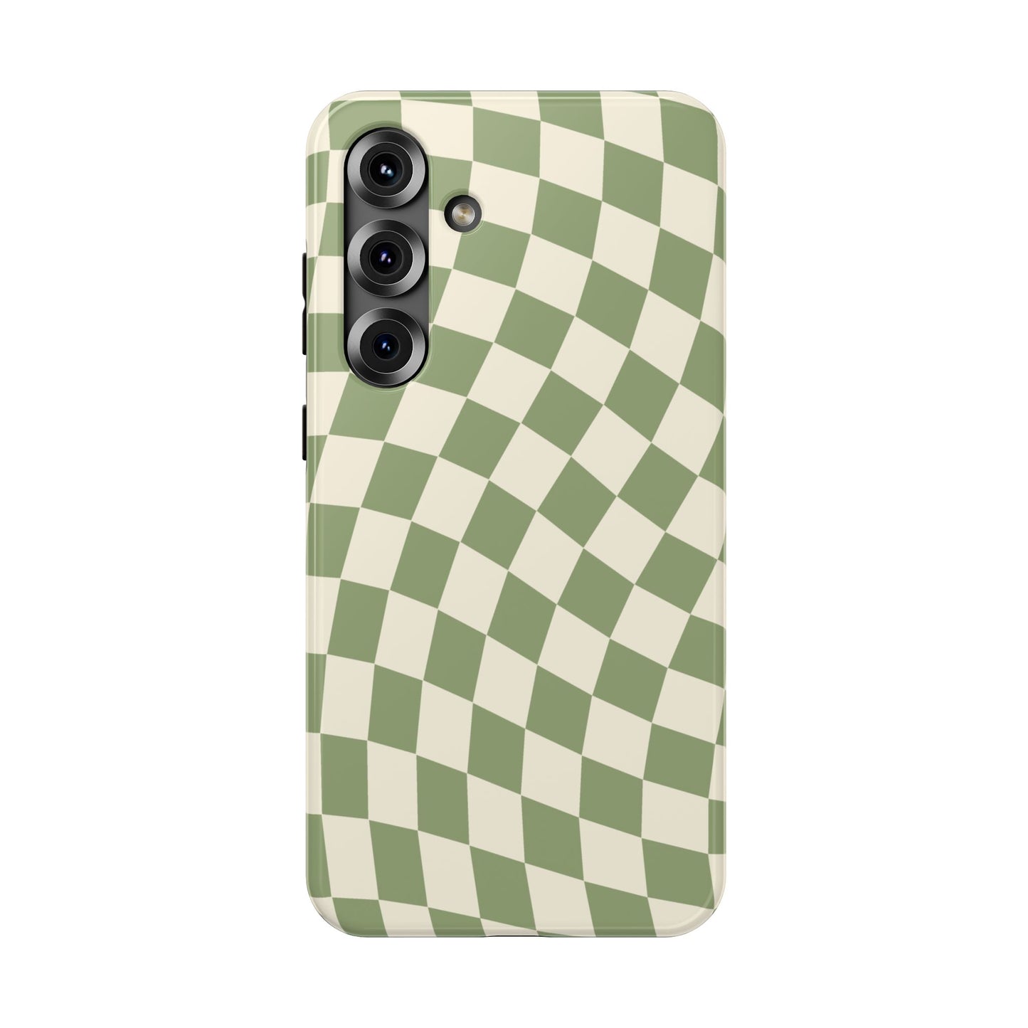 Green & Beige Wavy Checkered Samsung Case