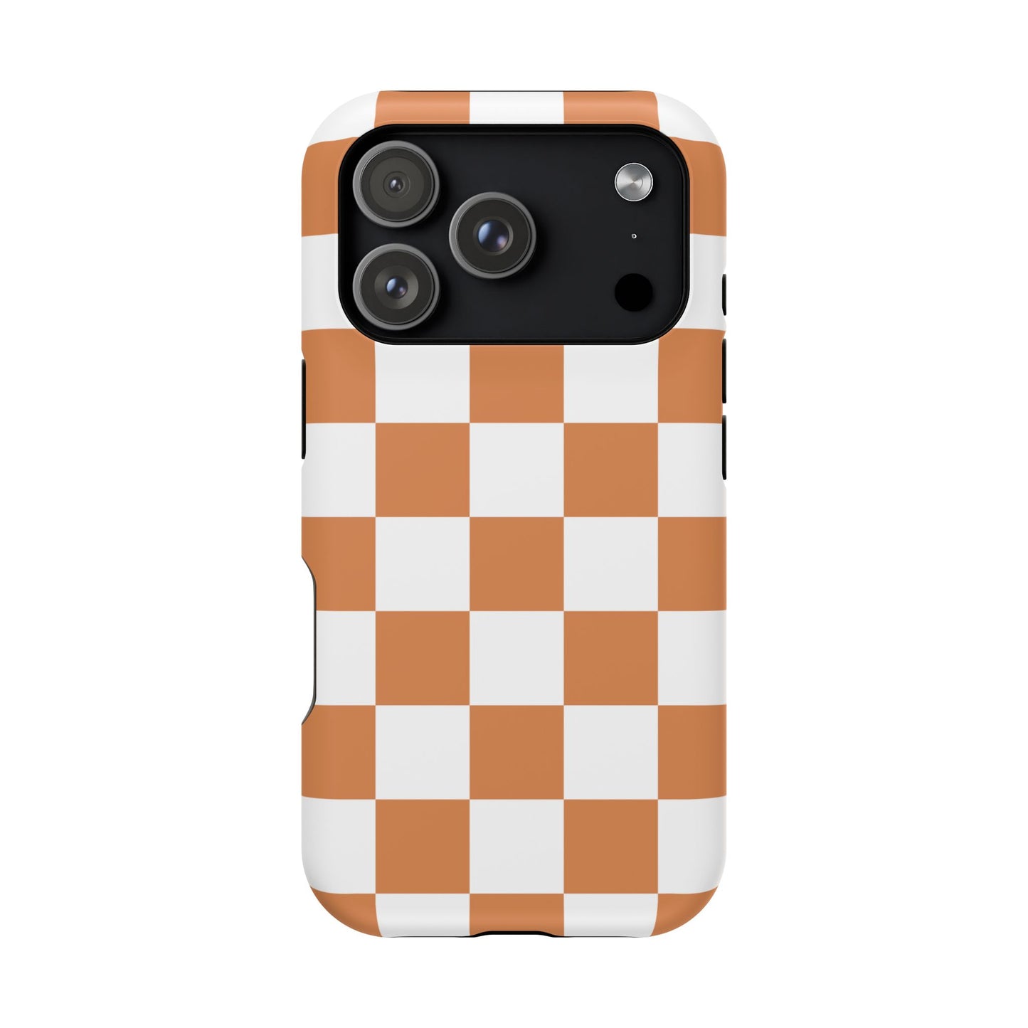 Dark Orange & White Checkered iPhone Case