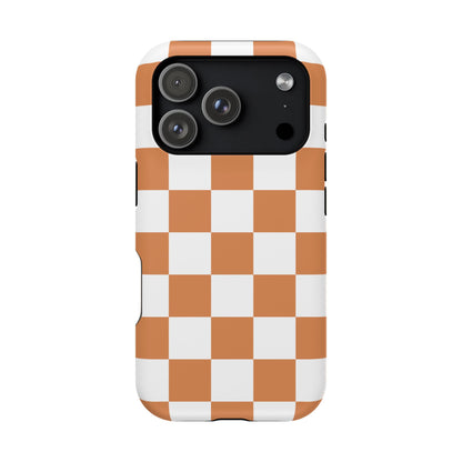 Dark Orange & White Checkered iPhone Case