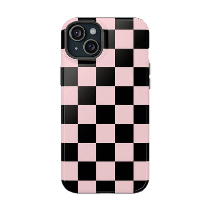 Pink & Black Checkered iPhone Case