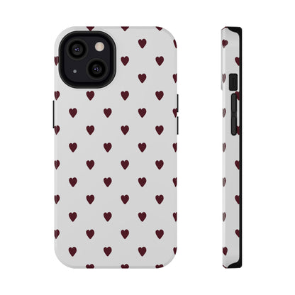 Burgundy Little Hearts iPhone Case