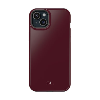 Custom Initials Burgundy iPhone Case
