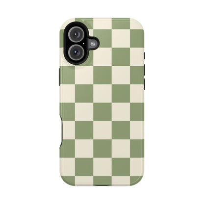 Green & Beige Checkered iPhone Case