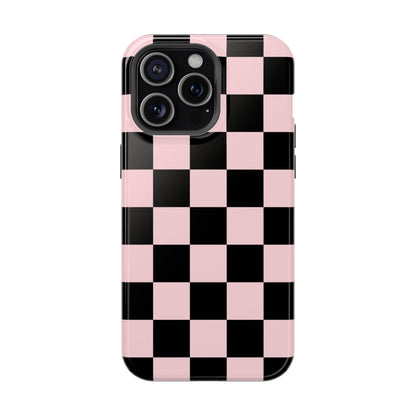 Pink & Black Checkered iPhone Case