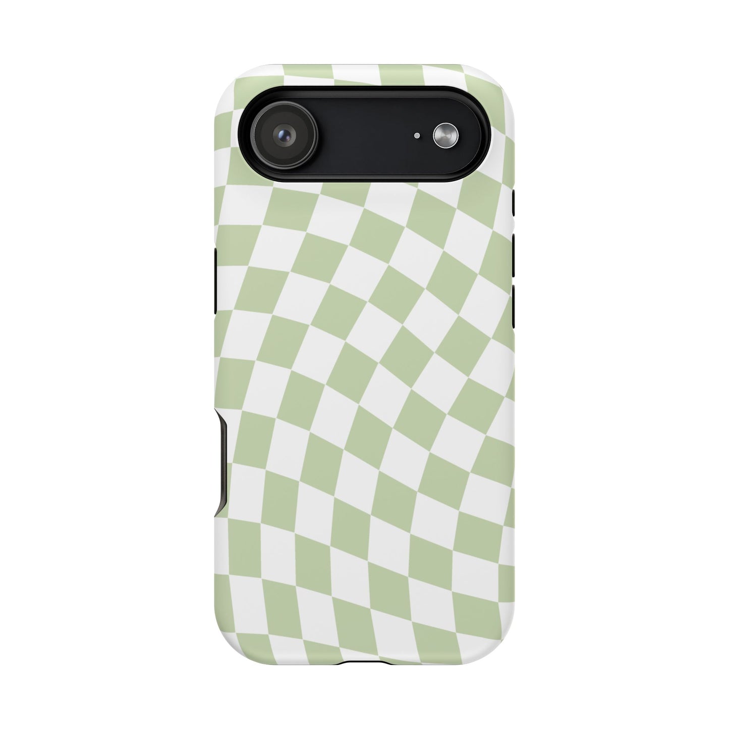 Light Green Wavy Checkered iPhone Case