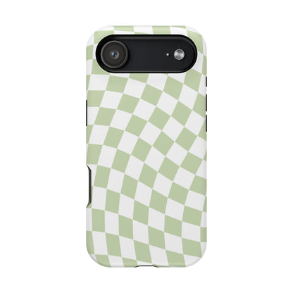Light Green Wavy Checkered iPhone Case