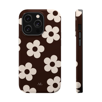 Custom Initials Cocoa Flowers iPhone Case