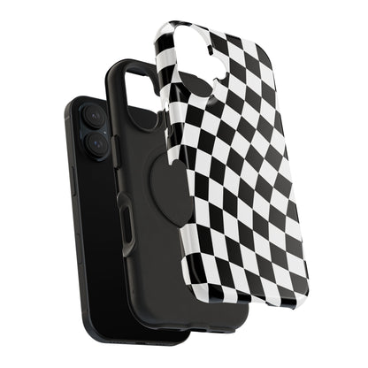 Black Wavy Checkered iPhone Case