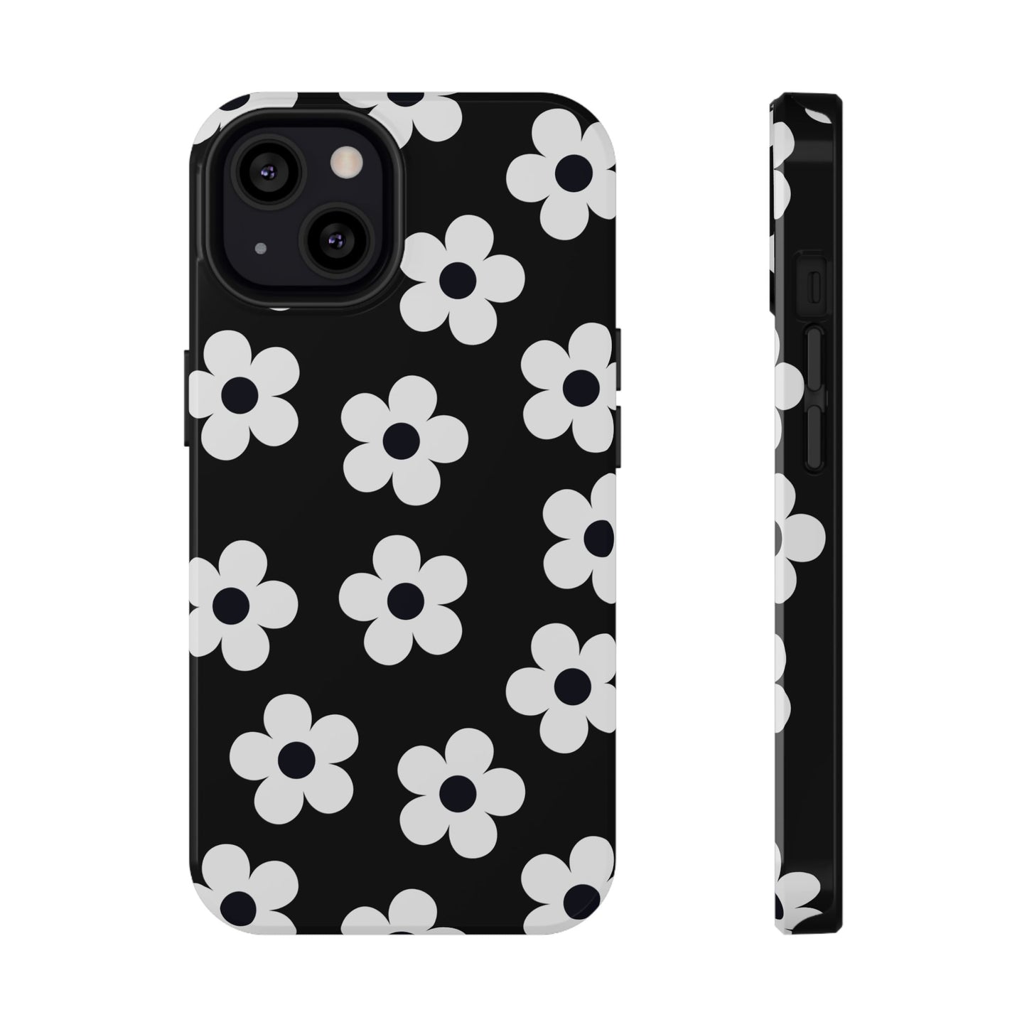 Black Retro Flowers iPhone Case